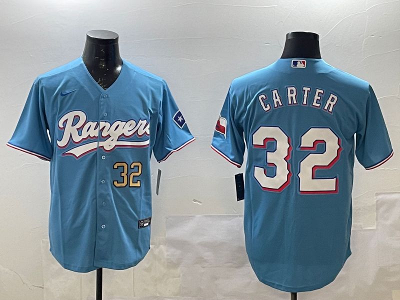 Men Texas Rangers #32 Carter Light Blue Game 2025 Nike MLB Jersey style 2